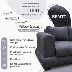 Sofa HOBEL SIDNEY PLUS 2 F/R DARK GREY BEATTO 1079 (1) 