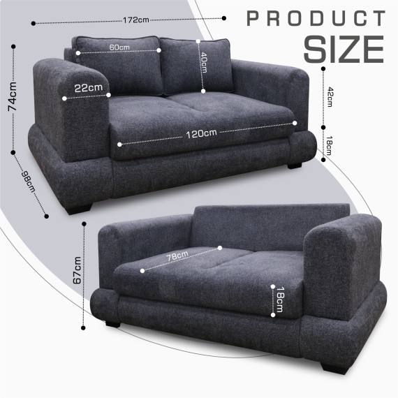 Sofa HOBEL SIDNEY PLUS 2 F/R DARK GREY BEATTO 1079 (1) 