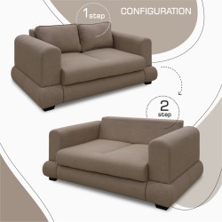 Sofa HOBEL SIDNEY PLUS 2 STR F/Z LIGHT BROWN BUKLE 5 (1) 