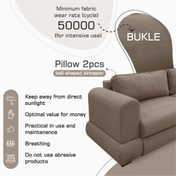 Sofa HOBEL SIDNEY PLUS 2 STR F/Z LIGHT BROWN BUKLE 5 (1) 