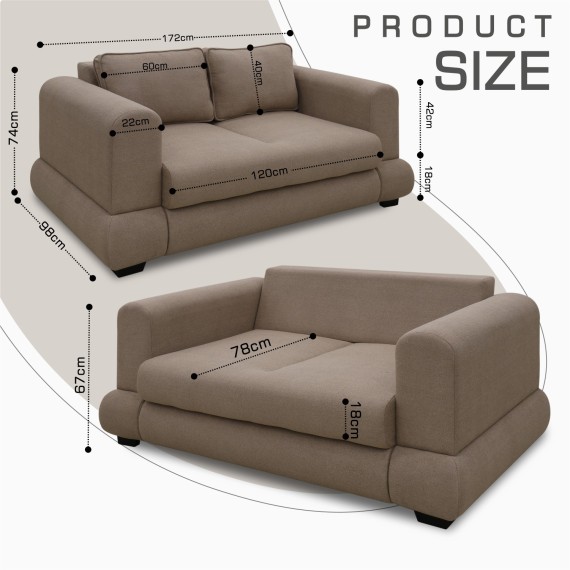 Sofa HOBEL SIDNEY PLUS 2 STR F/Z LIGHT BROWN BUKLE 5 (1) 