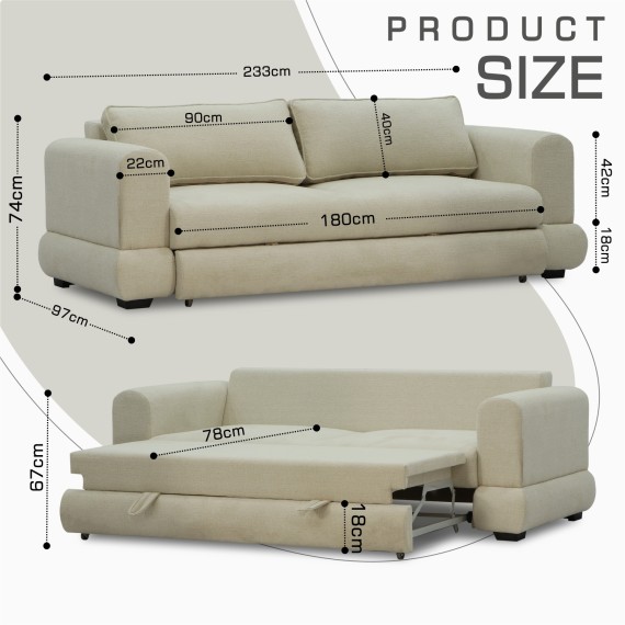 Sofa HOBEL SIDNEY PLUS 3 F/R CREAM BEATTO 1065 (2) 