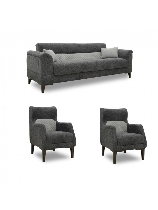 Sofa set HOBEL STONE 3+1+1 DARK GRAY BEATTO 1079/BUKLE 9/ INFINIY 991 (3) 