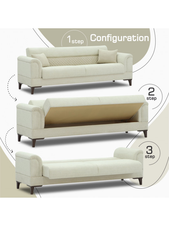 Sofa set HOBEL STONE 3+1+1 LIGHT CREAM BEATTO 1065/CREAM BUKLE 4 (3) 