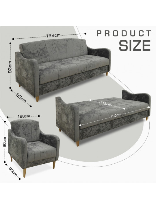 Sofa set HOBEL UTA 3+1+1 GREY MONACO 14 (4) 