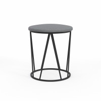 Табурет и пуф HOBEL GLOW METAL BLACK/LEATHER GREY (1) 
