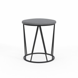 Табурет и пуф HOBEL GLOW METAL BLACK/LEATHER GREY (1) 