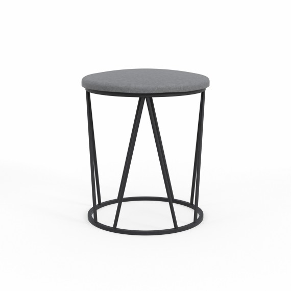 Табурет и пуф HOBEL GLOW METAL BLACK/LEATHER GREY (1) 