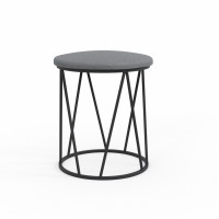 Табурет и пуф HOBEL GLOW METAL BLACK/LEATHER GREY (1) 