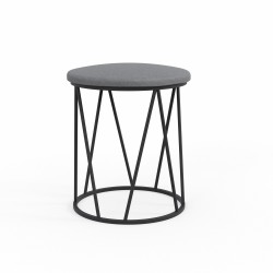 Табурет и пуф HOBEL GLOW METAL BLACK/LEATHER GREY (1) 