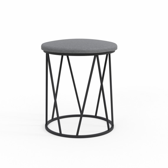 Табурет и пуф HOBEL GLOW METAL BLACK/LEATHER GREY (1) 