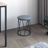 Табурет и пуф HOBEL GLOW METAL BLACK/LEATHER GREY (1) 