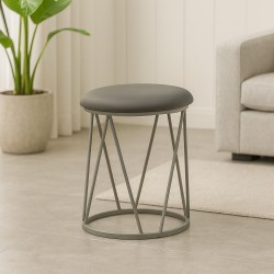 Stool & pouf HOBEL GLOW METAL GREY7035/LEATHER GREY (1) 