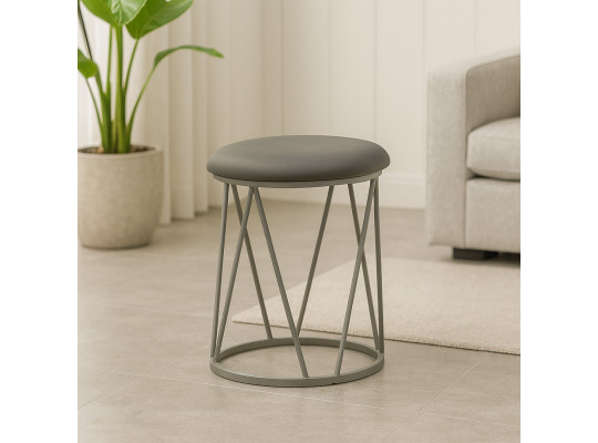 Stool & pouf HOBEL GLOW METAL GREY7035/LEATHER GREY (1) 