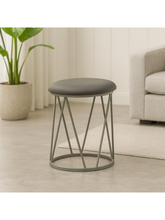 Stool & pouf HOBEL GLOW METAL GREY7035/LEATHER GREY (1) 