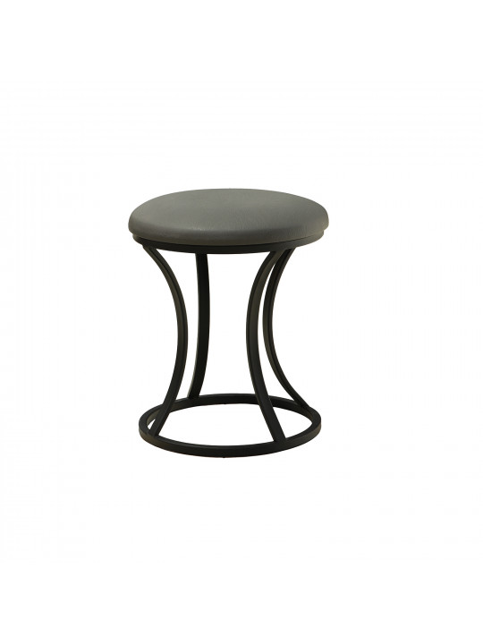 Stool & pouf HOBEL RING METAL BLACK/LEATHER GREY (1) 