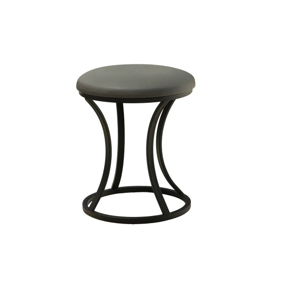 Табурет и пуф HOBEL RING METAL BLACK/LEATHER GREY (1) 