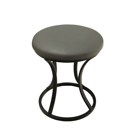 Табурет и пуф HOBEL RING METAL BLACK/LEATHER GREY (1) 