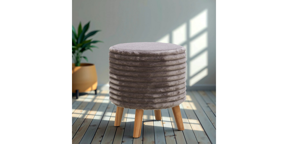 Stool & pouf HOBEL SONYA ROUND MEGA TAUPE/GREY BUK 7 (1) 