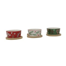 Тара KOOPMAN 278001120 SERVING SET ON BAMBOO TRAY XMAS 6PCS (490337)