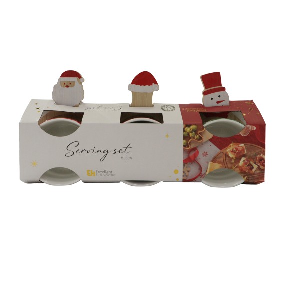 Тара KOOPMAN 278001120 SERVING SET ON BAMBOO TRAY XMAS 6PCS (490337)