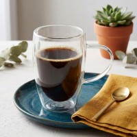 Mugs XIMI 6941963992701 450ML/15.22FL.OZ. SIMPLE DOUBLE-LAYER GLASS CUP WITH HANDLE(CLEAR) (992701)