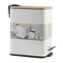 Ведро KESPER 90175 METAL WITH BAMBOO LID 5L WHITE 