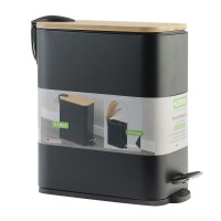 Ведро KESPER 90176 METAL WITH BAMBOO LID 5L BLACK 