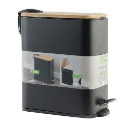 Ведро KESPER 90176 METAL WITH BAMBOO LID 5L BLACK 