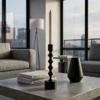 Candlestick KOOPMAN CANDLE HOLDER 23CM BLACK (611100) (A98018020)