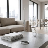 Candlestick KOOPMAN CANDLE HOLDER 25CM SILVER (A67101420)