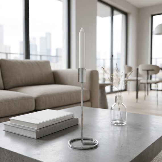 Candlestick KOOPMAN CANDLE HOLDER 25CM SILVER (A67101420)