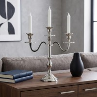 Candlestick KOOPMAN CANDLE HOLDER 30CM SILVER 2ASS (589154) (A67102310)