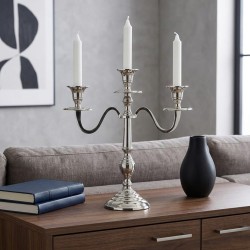 Candlestick KOOPMAN CANDLE HOLDER 30CM SILVER 2ASS (589154) (A67102310)