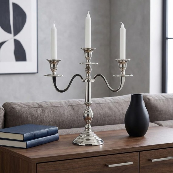 Candlestick KOOPMAN CANDLE HOLDER 30CM SILVER 2ASS (589154) (A67102310)