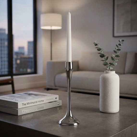 Candlestick KOOPMAN CANDLE HOLDER 85X255MM SILVER (245364) (A98810570)