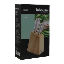 Ножи и аксессуары INHOUSE IHMRL5 KN MARL WOOD STAND 4+1 