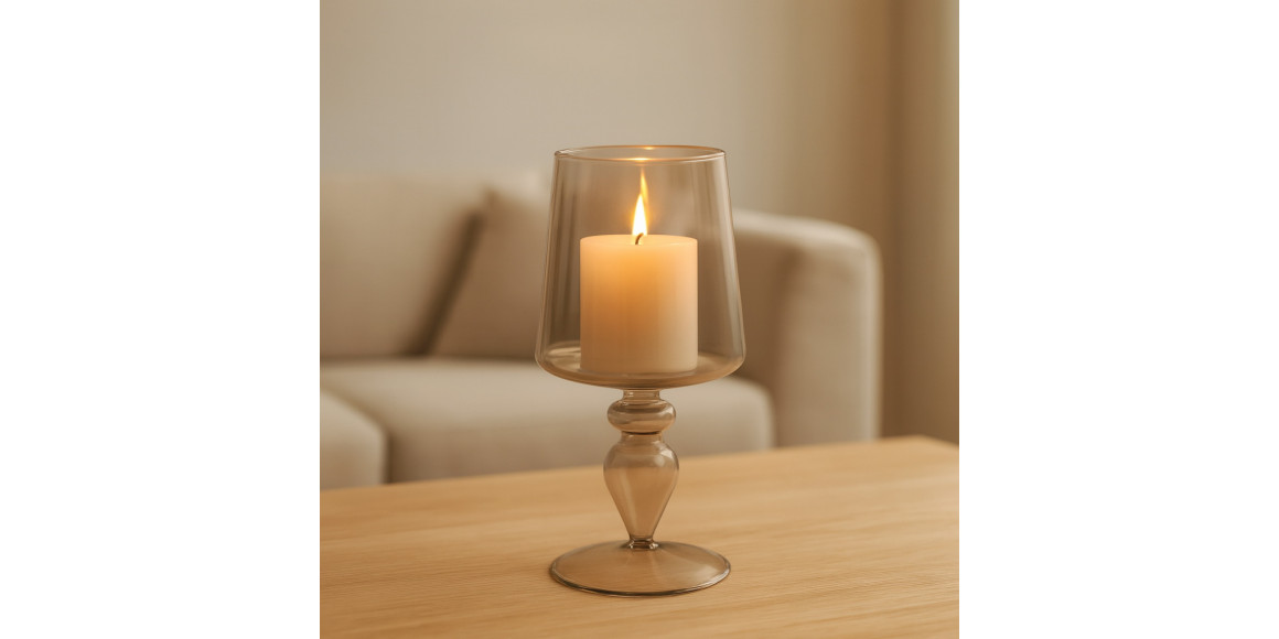 Candlestick KOOPMAN HURRICANE LIGHT GLASS 21CM 3AS (AAE340150)