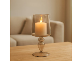 Մոմակալ KOOPMAN HURRICANE LIGHT GLASS 21CM 3AS (AAE340150)