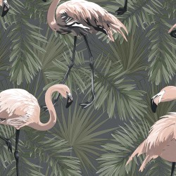 Non-woven wallpaper DECOPRINT ESSENTIALS FLAMINGO GREEN/PINK (EE22533)