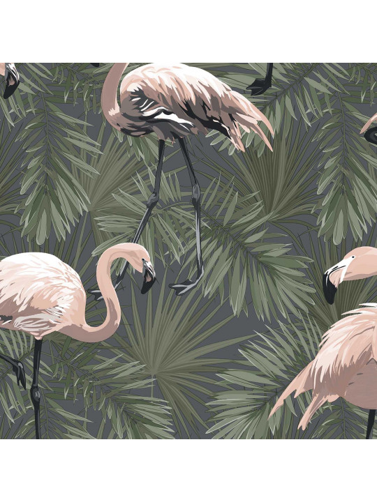 Non-woven wallpaper DECOPRINT ESSENTIALS FLAMINGO GREEN/PINK (EE22533)