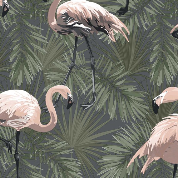 Флизелиновые обои DECOPRINT ESSENTIALS FLAMINGO GREEN/PINK (EE22533)