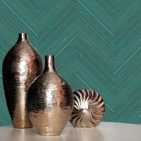 Non-woven wallpaper DECOPRINT PERLA HARRINGTONE EMERALD (NHW1020)