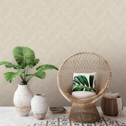 Non-woven wallpaper DECOPRINT PERLA HARRINGTONE LIGHT NATURAL (NHW1019)