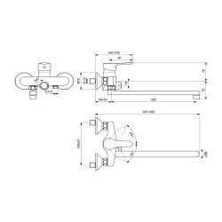 Душ-кран IDEAL STANDARD ALPHA 320 BSH/BSN MXR EXPSD CHR CDR LM (BD044AA)