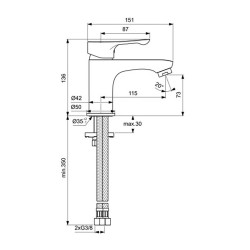 Shower-tap IDEAL STANDARD ALPHA BSN MXR H75 RMTD CHR NO PUW (BC552AA)