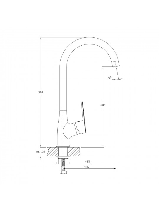 Kitchen tap GRANFEST QUARZ СМЕСИТЕЛЬ U-обр Z3424 D-35мм белый 