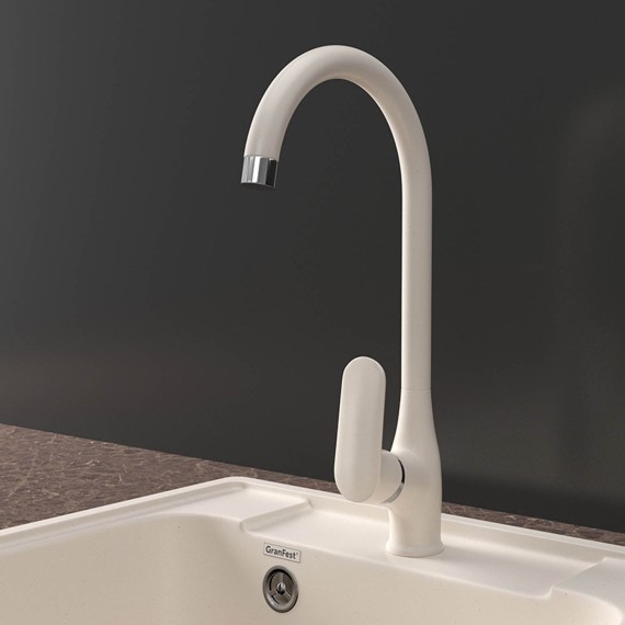 Kitchen tap GRANFEST QUARZ СМЕСИТЕЛЬ U-обр Z3424 D-35мм белый 