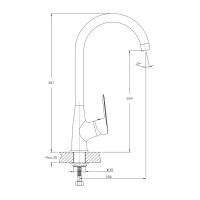 Kitchen tap GRANFEST QUARZ СМЕСИТЕЛЬ U-обр Z3424 D-35мм серый 