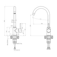 Kitchen tap GRANFEST СМЕСИТЕЛЬ U-обр 3650 D-35мм иней 